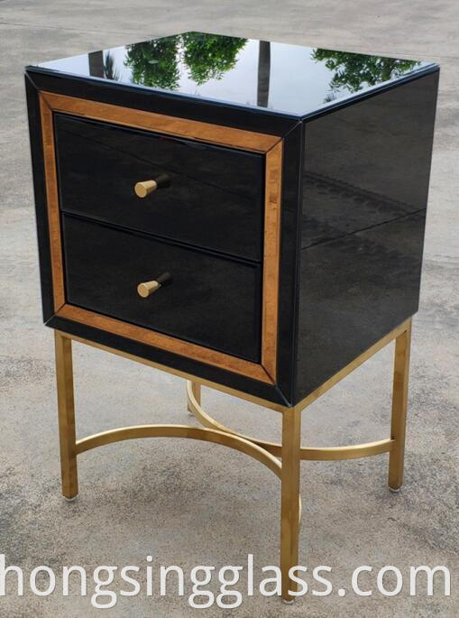 Black Gold 2 Drawer Bedside Metal Leg 